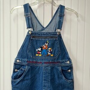 Disney Blue Denim Overalls with Mickey, Goofy & Donald Embroidery